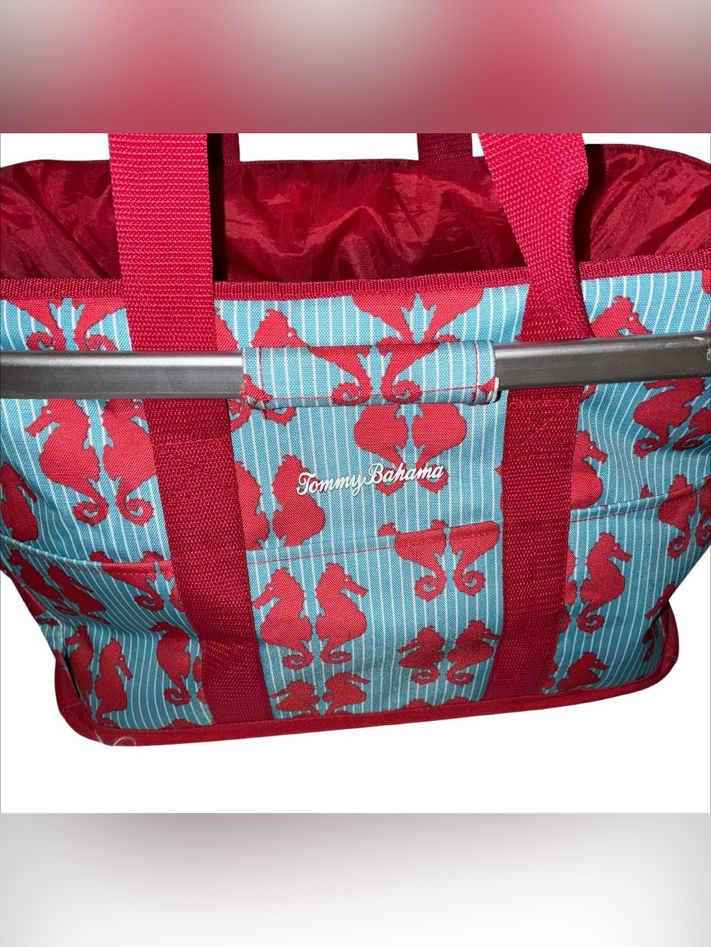 Tommy Bahama Sea Horse insulted Soft Side Cooler Tie Top Collapsible 14”h x 20”w